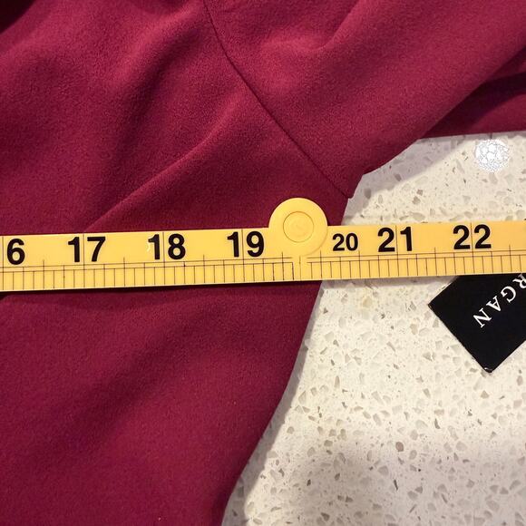 Donna Morgan Mulberry Wrap Midi Dress Burgundy 10 Elegant Flutter Sleeve Holiday - Picture 9 of 9